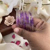 Vriksham Dual Tone Glass Bangle-Off White & Light Purple-Set of 12-G15823